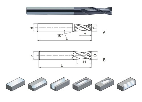 2-břité univerzální frézy do 55HRc - 30° prodloužené