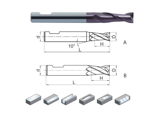 2-břité univerzální frézy do 55HRc - 30° s WELDON