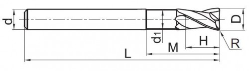 2-BŘITÉ DLOUHÉ FRÉZY S ROHOVÝM RÁDIUSEM, na hliník a plast - 30° YK40F, extra vysokorychlostní obrábění