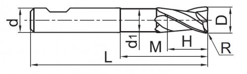 2-BŘITÉ FRÉZY S ROHOVÝM RÁDIUSEM, na hliník a plast - 30° YK40F dokončovací