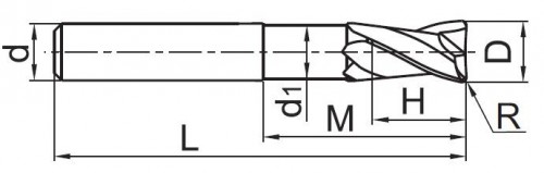 2-BŘITÉ FRÉZY S ROHOVÝM RÁDIUSEM, na hliník a plast - 30° YK40F, extra vysokorychlostní obrábění
