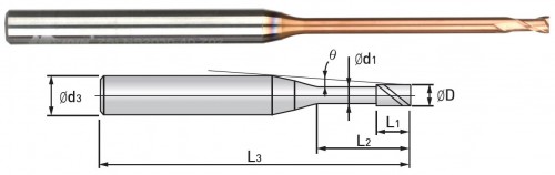 2-břité ROVNÉ MIKROFRÉZY – HRC65 – DLOUHÝ KRK!