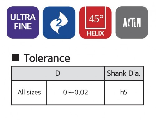 2-břité ROVNÉ MIKROFRÉZY do 70HRC - dlouhý krk