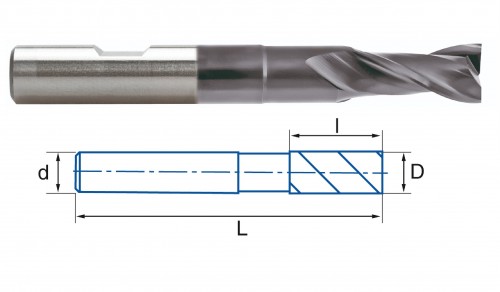 2-břité dlouhé FRÉZY HSSE 8% Co - rovné 30°