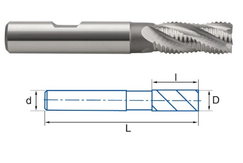 3-5 BŘITÉ HRUBOVACÍ MF FRÉZY 30° S WELDONEM - HSSE 8% Co