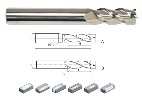 3-BŘITÉ FRÉZY, PRO OBRÁBĚNÍ HLINÍKU A PLASTU, 45° YK40F DOKONČOVACÍ, S VÝBORNÝM POVRCHEM