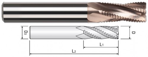 3, 4, 5 BŘITÉ TK HRUBOVACÍ FRÉZY 20° STOUPÁNÍ ŠROUBOVICE DO 55 HRC