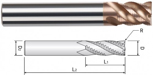 3, 4, 5 BŘITÉ TK HRUBOVACÍ FRÉZY DO 40 HRC - RÁDIUSOVÉ