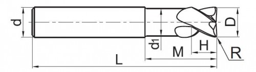 3-BŘITÉ FRÉZY S ROHOVÝM RÁDIUSEM, na hliník, měď a plast - 30° YK40F, extra vysokorychlostní obrábění