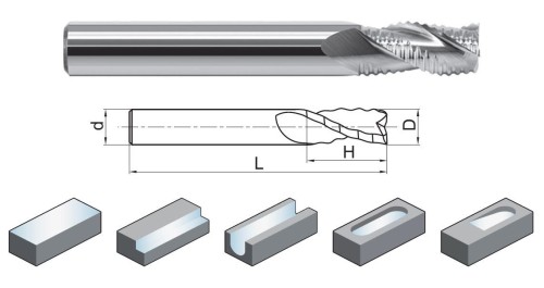 3 břité hrubovací frézy pro obrábění hliníku a plastu, 30° YK30F
