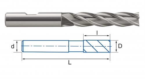 4-6-břité dlouhé frézy HSSE 8% Co - rovné 30°