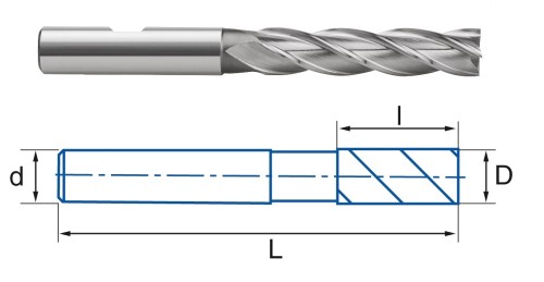4-6-břité dlouhé frézy PMX - rovné 30°