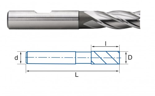 4-6-břité frézy HSSE 8% Co - rovné 30°