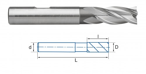 4-6-břité frézy HSSE 8% Co - rovné 30°