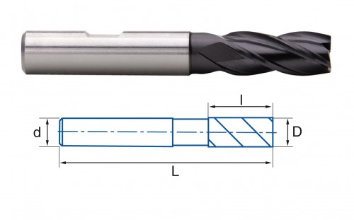 4-6-břité frézy HSSE 8% Co + TIALSIN - rovné 30°