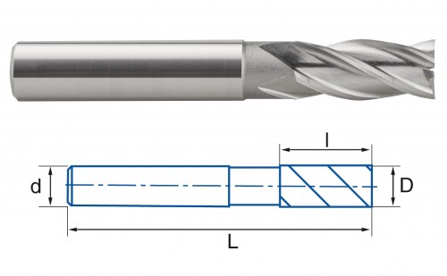 4-8-břité frézy HSS DIN844N