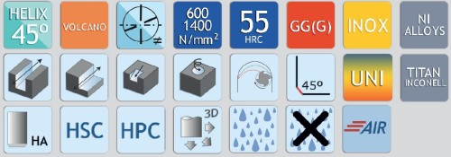4-BŘITÉ FRÉZY 35°/38° S ROHOVÝM SRAŽENÍM NA NEREZ, TITAN, EXOT. MATERIÁLY, OCEL - HPC obrábění