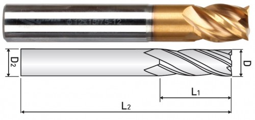 4-BŘITÉ FRÉZY – DLOUHÝ BŘIT, PRODLOUŽENÝ KRK - HRC 70