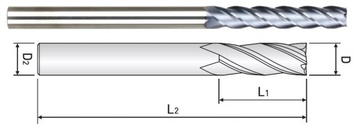 4-BŘITÉ FRÉZY HRC55-EXTRA DLOUHÝ BŘIT