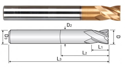 4-BŘITÉ FRÉZY HRC70 – KRÁTKÝ BŘIT S PRODLOUŽENÝM KRKEM