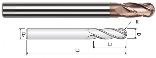 4-BŘITÉ KULOVÉ FRÉZY DO 55 HRC