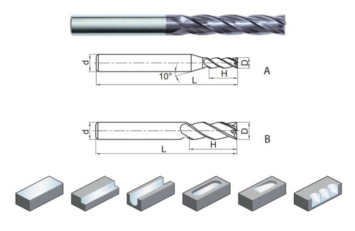 4-břité univerzální frézy do 55HRc - 30° extra dlouhé