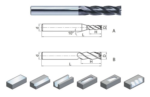 4-břité univerzální frézy do 55HRc - 30° prodloužené