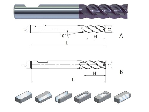 4-břité univerzální frézy do 55HRc - 45° s WELDON