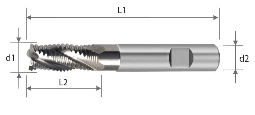 4 BŘITÉ HRUBOVACÍ FRÉZY 30° S WELDONEM - HSSE 8% Co