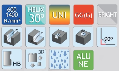 4 BŘITÉ HRUBOVACÍ FRÉZY 30° S WELDONEM - HSSE 8% Co
