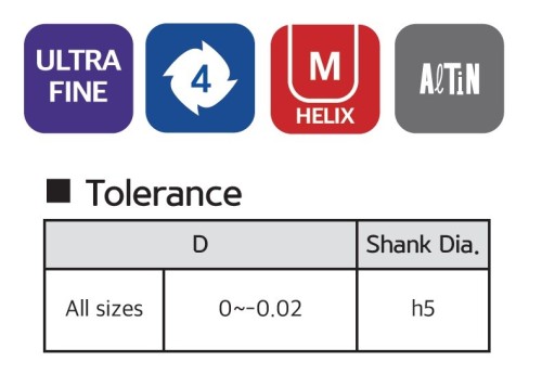 4-břité ROVNÉ FRÉZY do 70HRC