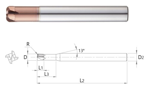 4 BŘITÉ RYCHLOPOSUVOVÉ FRÉZY - krátké do 65 HRC