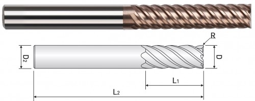 6-BŘITÉ 45° RÁDIUSOVÉ FRÉZY DO 55 HRC
