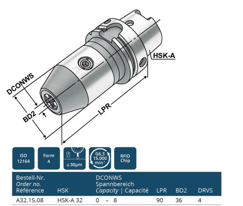 CNC VRTAČKOVÉ SKLÍČIDLO PRAVÉ-LEVÉ OTÁČKY HSK-A32