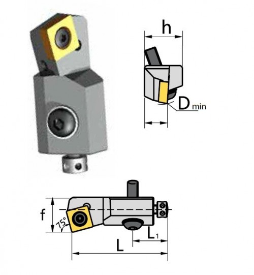 Cartridge SSKCR 75° na destičky SCMT/SCGT/SCGX bez CHLAZENÍ - PRAVÉ PROVEDENÍ