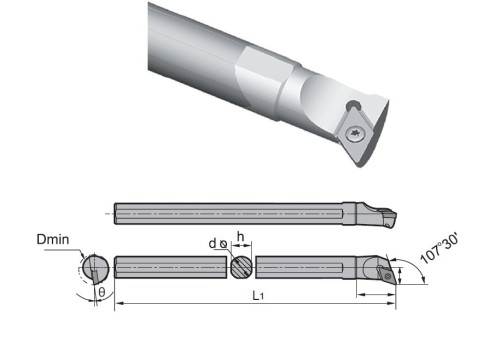 Celokarbidové nože SDQPL 107,5° na destičky DPGT.. - LEVÉ PROVEDENÍ