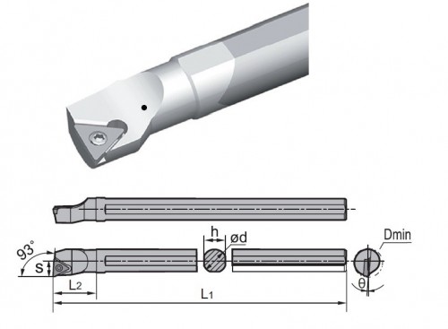 Celokarbidové nože STUPR 93° na destičky TPGT.. S CHLAZENÍM - PRAVÉ PROVEDENÍ