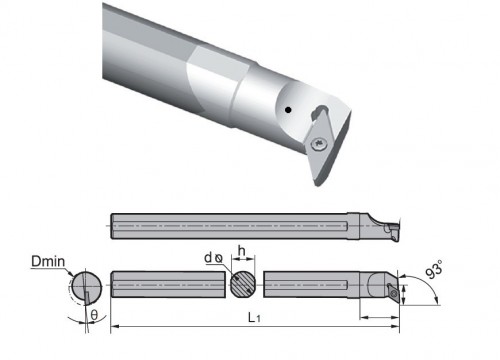 Celokarbidové nože SVUCL 93° na destičky VCGT/VCGX.. S CHLAZENÍM - LEVÉ PROVEDENÍ