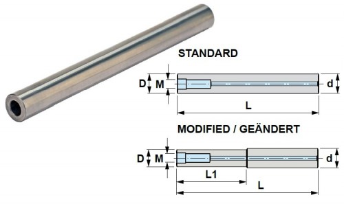 Celokarbidové prodloužení pro frézy se závitovým adaptérem s chlazením - metrický závit