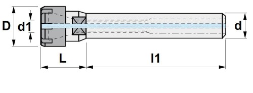 DLOUHÝ KLEŠTINOVÝ UPÍNAČ PRO ER KLEŠTINY DIN6499 S MINI MATICÍ