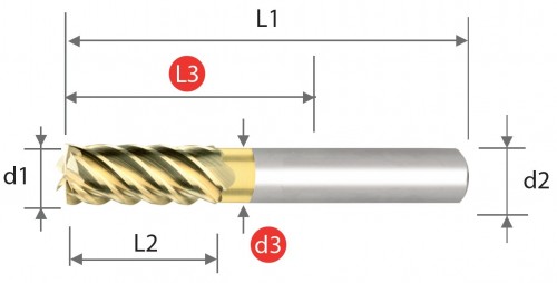 DOKONČOVACÍ 6-BŘITÉ FRÉZY pro obrábění hliníku, mědi a neželezných materiálů - 45°