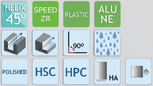 DOKONČOVACÍ 6-BŘITÉ FRÉZY pro obrábění hliníku, mědi a neželezných materiálů - 45°