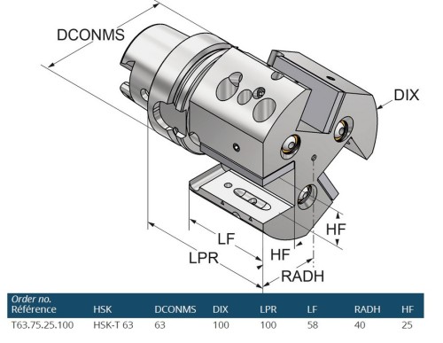 DRŽÁK PRO 3 NOŽE HSK-T ISO12164-3 S CHLAZENÍM