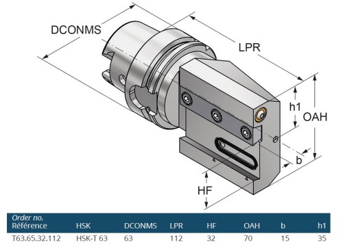 DRŽÁK PRO UPICHOVACÍ PLANŽETY S VNITŘNÍM CHLAZENÍM HSK-T ISO12164-3