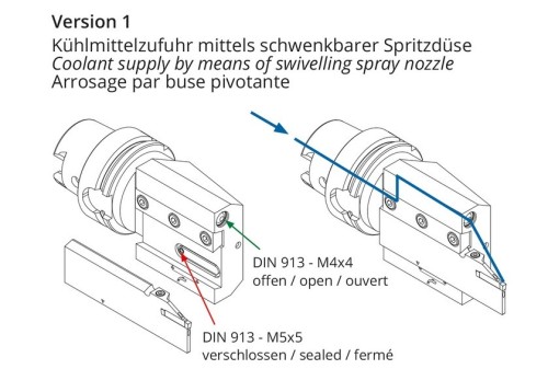 DRŽÁK PRO UPICHOVACÍ PLANŽETY S VNITŘNÍM CHLAZENÍM HSK-T ISO12164-3