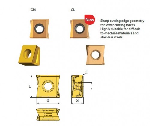 Frézovací destičky LNKT-GM.. a novinka LNKT-GL.. - STŘEDNÍ OBRÁBĚNÍ