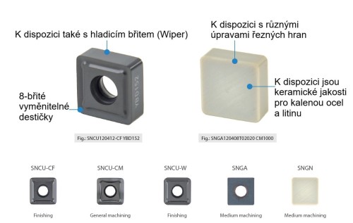 Frézovací keramické destičky SNGA.. a SNCU..