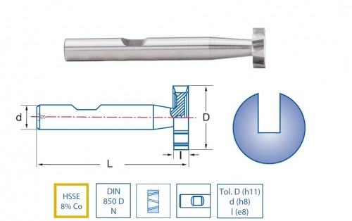 Frézy HSSE 8%Co na drážky DIN850DN s weldonem