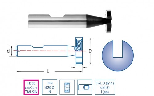 Frézy HSSE 8%Co na drážky DIN850DN s weldonem, povlak TIALSIN zvyšuje odolnost proti opotřebení o 35%!