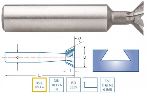 Frézy HSSE 8%Co na rybiny DIN1833AN/ISO3859